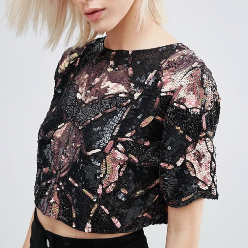 Glamorous Sequin Cropped Top